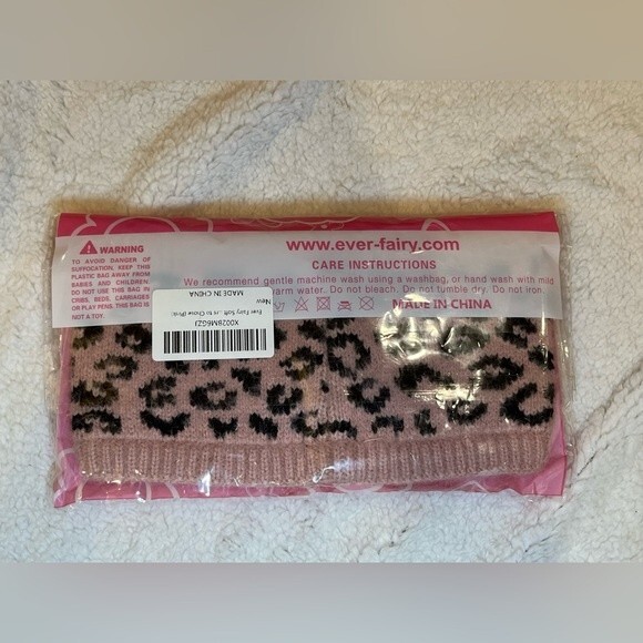 PINK Leopard Print Knit Winter Headband with Fleece Lining NWT - Picture 3 of 5